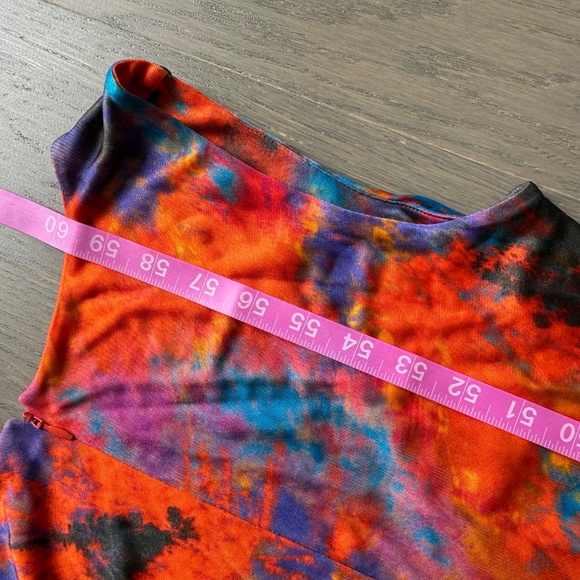 Ronny Kobo Alexander Maxi Dress Ruched Tie Dye Orange Stretch Jersey - SMALL - Picture 9 of 9